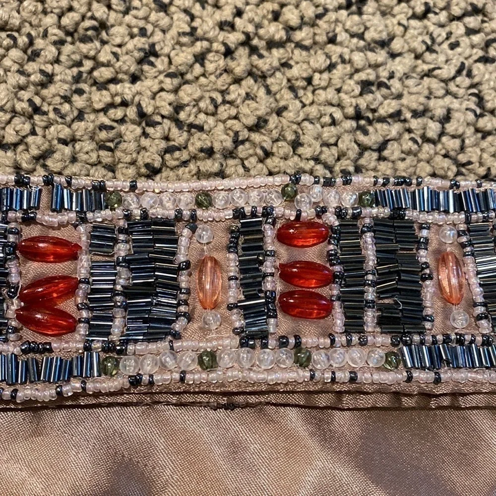 Beautiful Beaded Satin Tie Belt in EUC